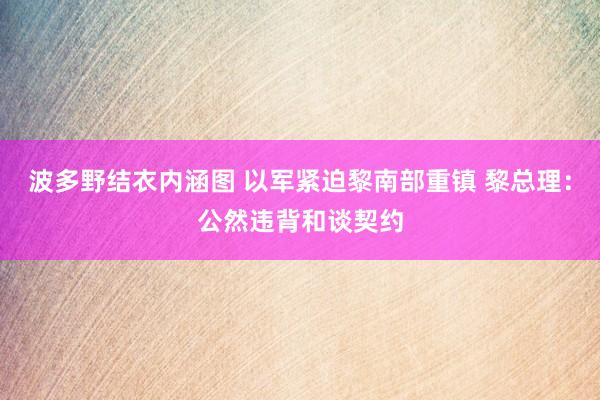 波多野结衣内涵图 以军紧迫黎南部重镇 黎总理：公然违背和谈契约