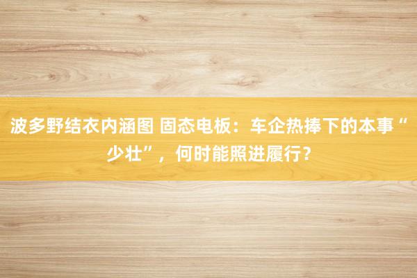 波多野结衣内涵图 固态电板：车企热捧下的本事“少壮”，何时能照进履行？