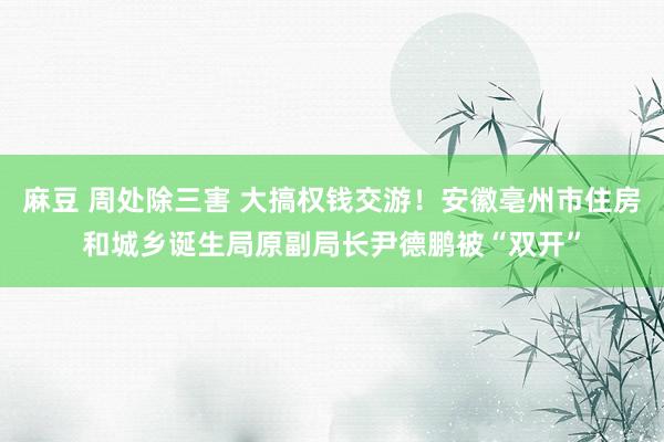 麻豆 周处除三害 大搞权钱交游！安徽亳州市住房和城乡诞生局原副局长尹德鹏被“双开”