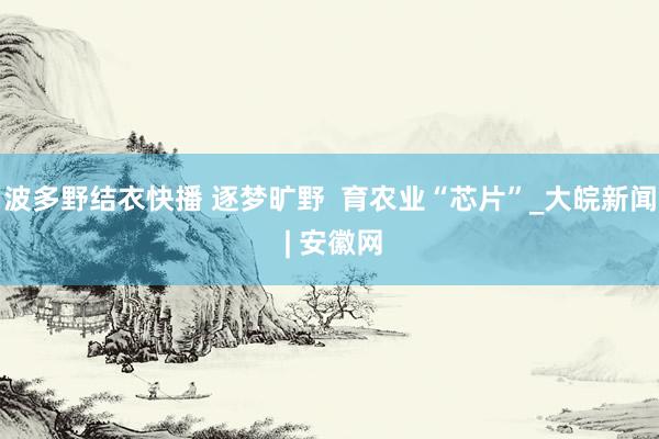 波多野结衣快播 逐梦旷野  育农业“芯片”_大皖新闻 | 安徽网